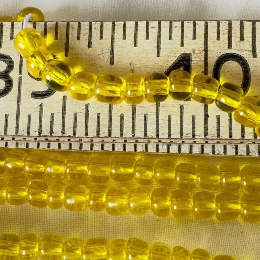 Translucent Iridescent Yellow 6/0 Murano Glass Seed Beads Hank Vintage Lot 43 gr